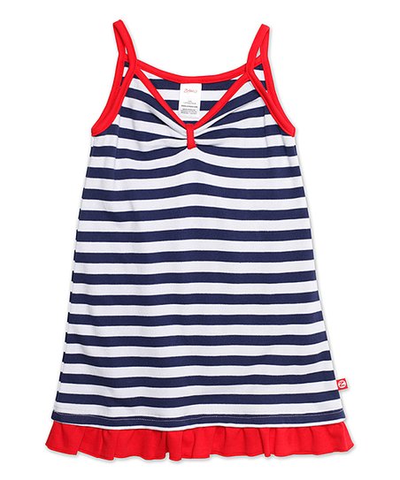 Primary Stripe Ruffle Hem Dress