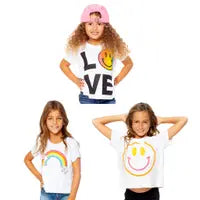 Load image into Gallery viewer, 3 COLOR WHITE SMILEY FACE TEE SHIRT
